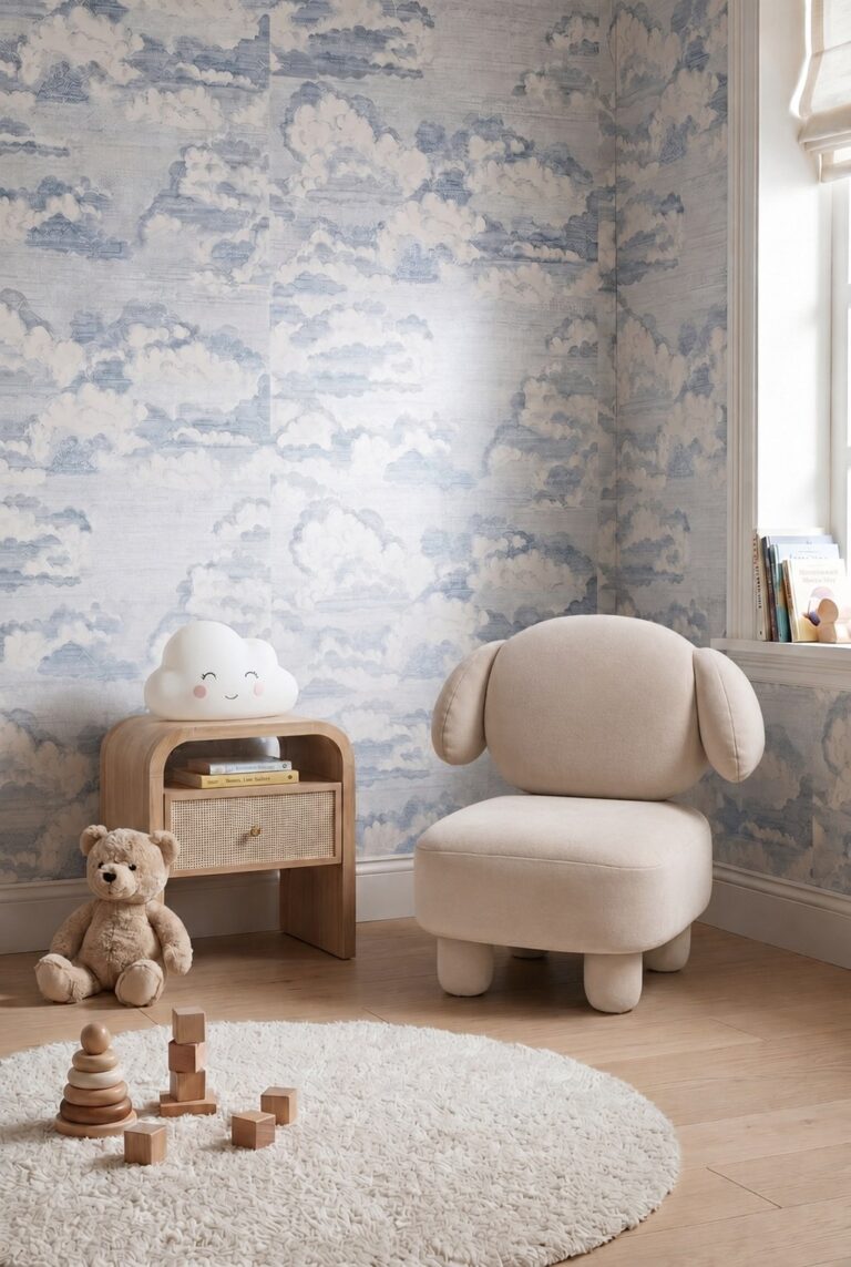 Dudu Kids Beige Velvet Lounge Chair