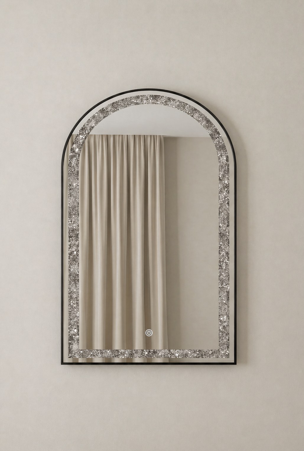 Delisse Black Arch LED Mirror with Crystal Inlay - Image 2