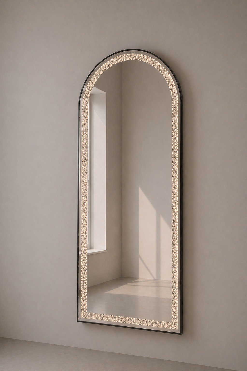 Leah Black Full Length LED Mirror with Crystal Inlay (170x70cm)