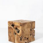 Adron Sculpted Teak Root Cube Side Table