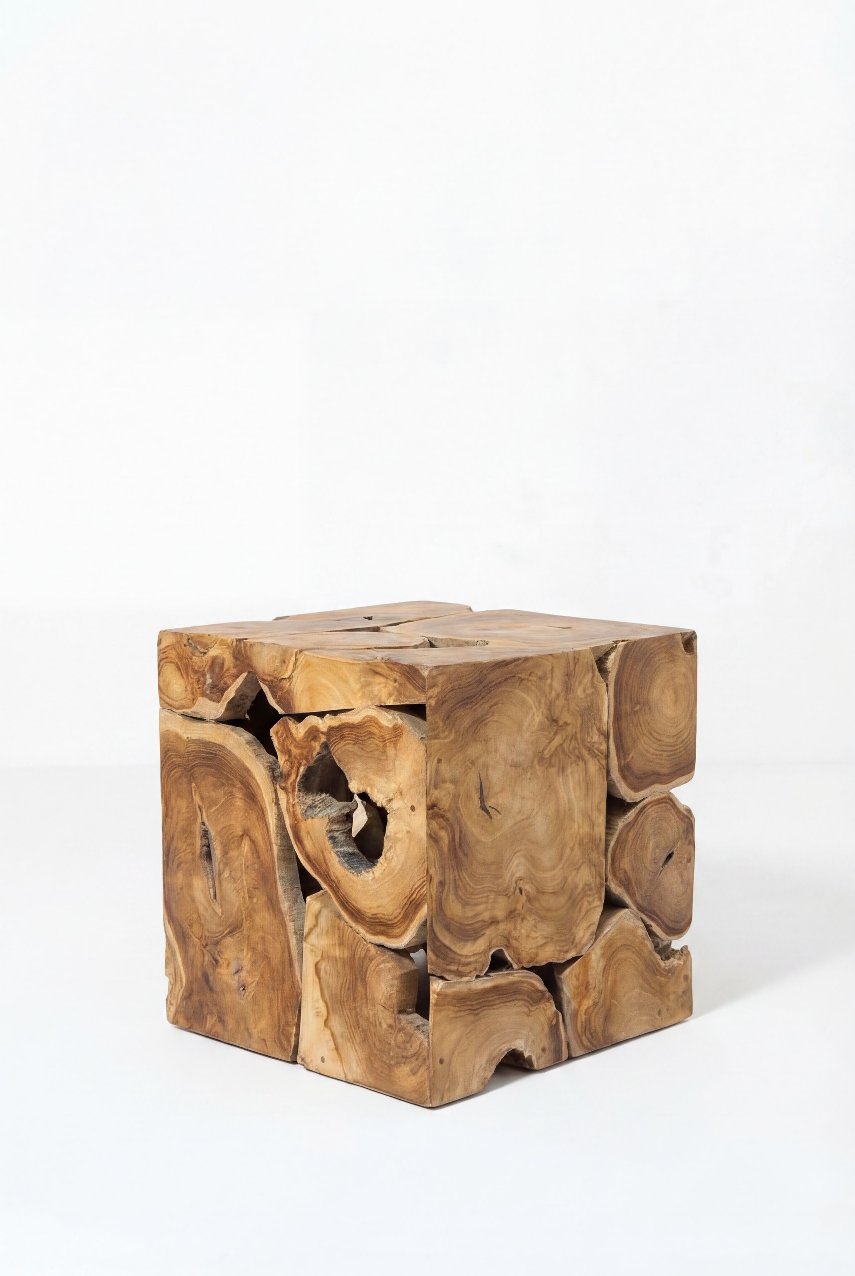 Adron Sculpted Teak Root Cube Side Table - Image 2
