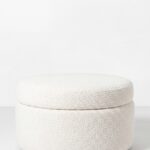 Elira Off White Boucle Round Storage Pouf (60CMx33CM)