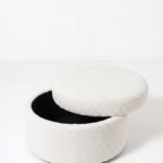 Elira Off White Boucle Round Storage Pouf (60CMx33CM)