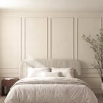 Asli Warm Ivory Fabric Bed with Rounded Corners Headboard