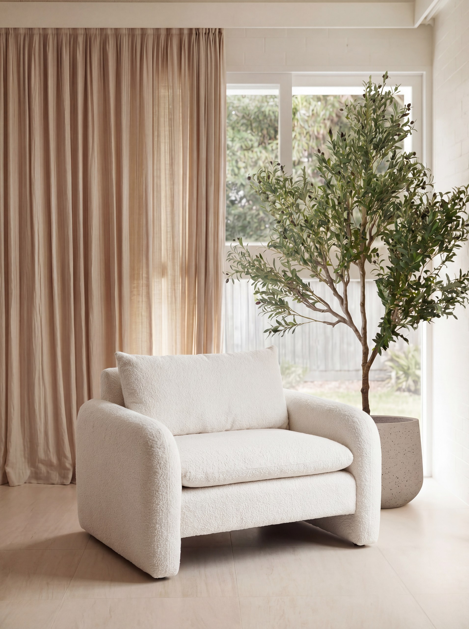 Belin Off White Boucle Lounge Loveseat