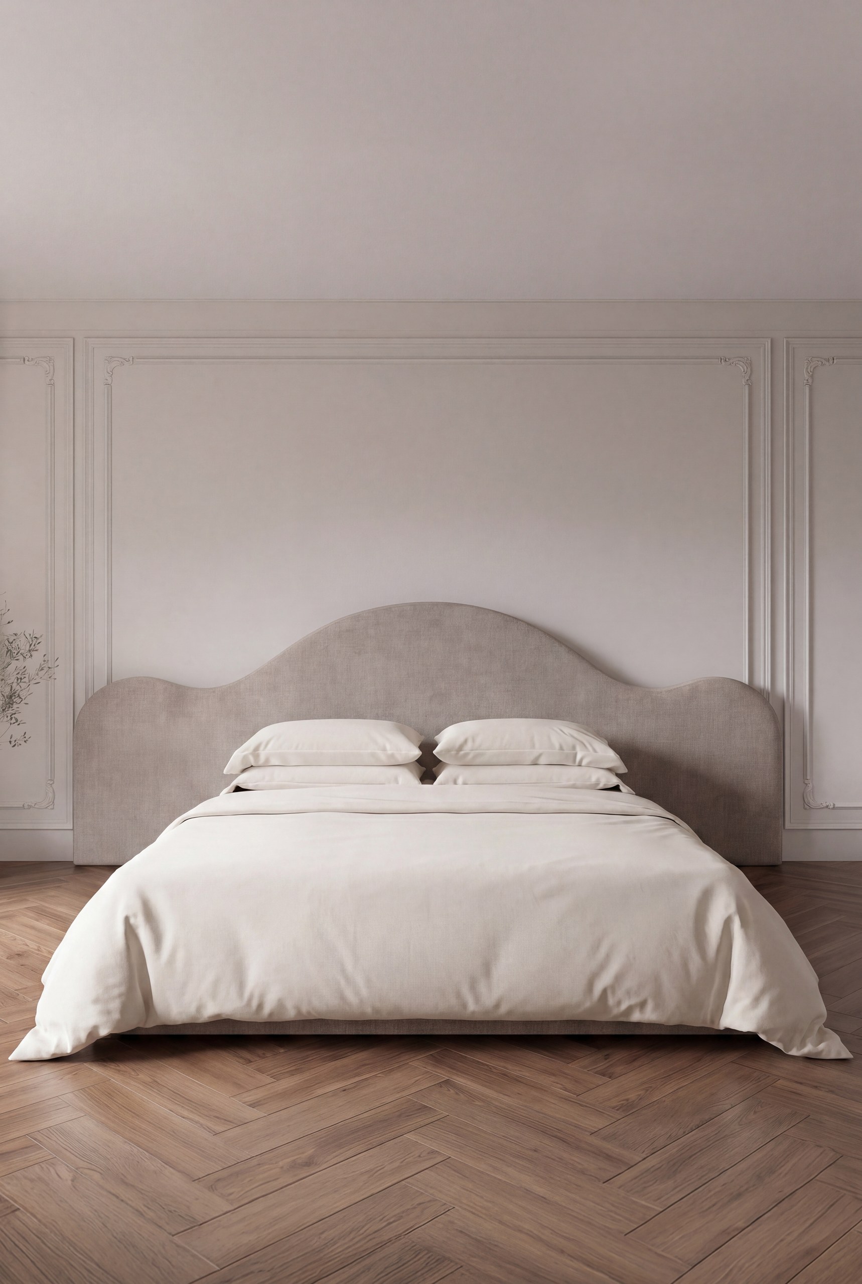 Cella Champagne Beige Headboard Upholstered Bed
