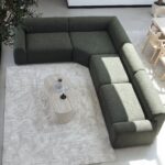 Kallia Olive Wood L Shape Sectional Sofa