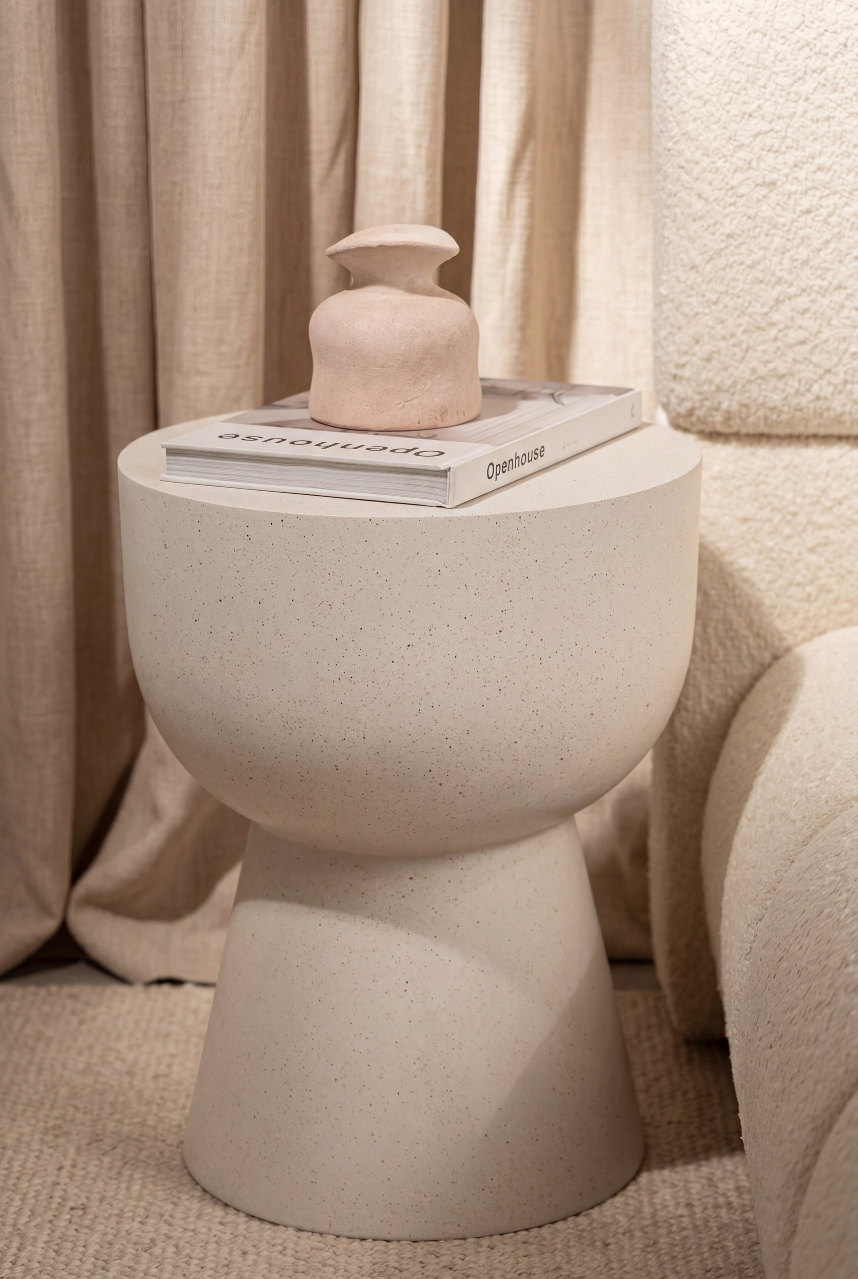 Hilary Off White Speckled Microconcrete Side Table