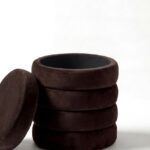 Sevil Dark Brown Layers Storage Pouf