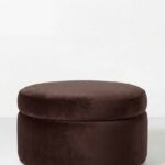Elira Dark Brown Boucle Round Storage Pouf (60CMx33CM)