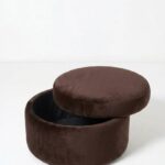 Elira Dark Brown Boucle Round Storage Pouf (60CMx33CM)