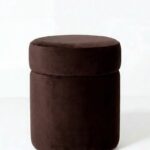 Elira Dark Brown Boucle Storage Pouf