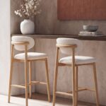 Alto Off White Natural Wood Bar Stool