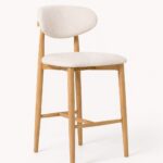 Alto Off White Natural Wood Bar Stool