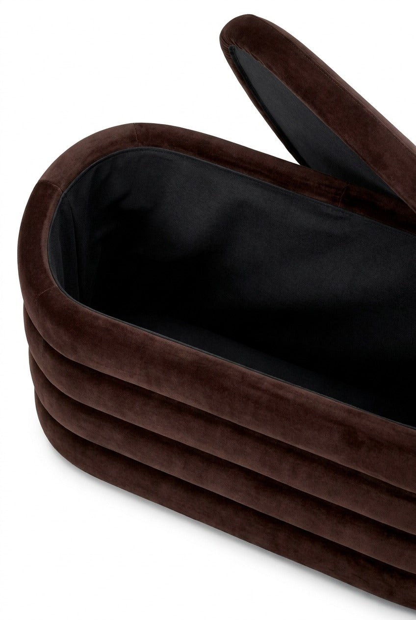 Sevil Dark Brown Layered Storage Bench - Image 2