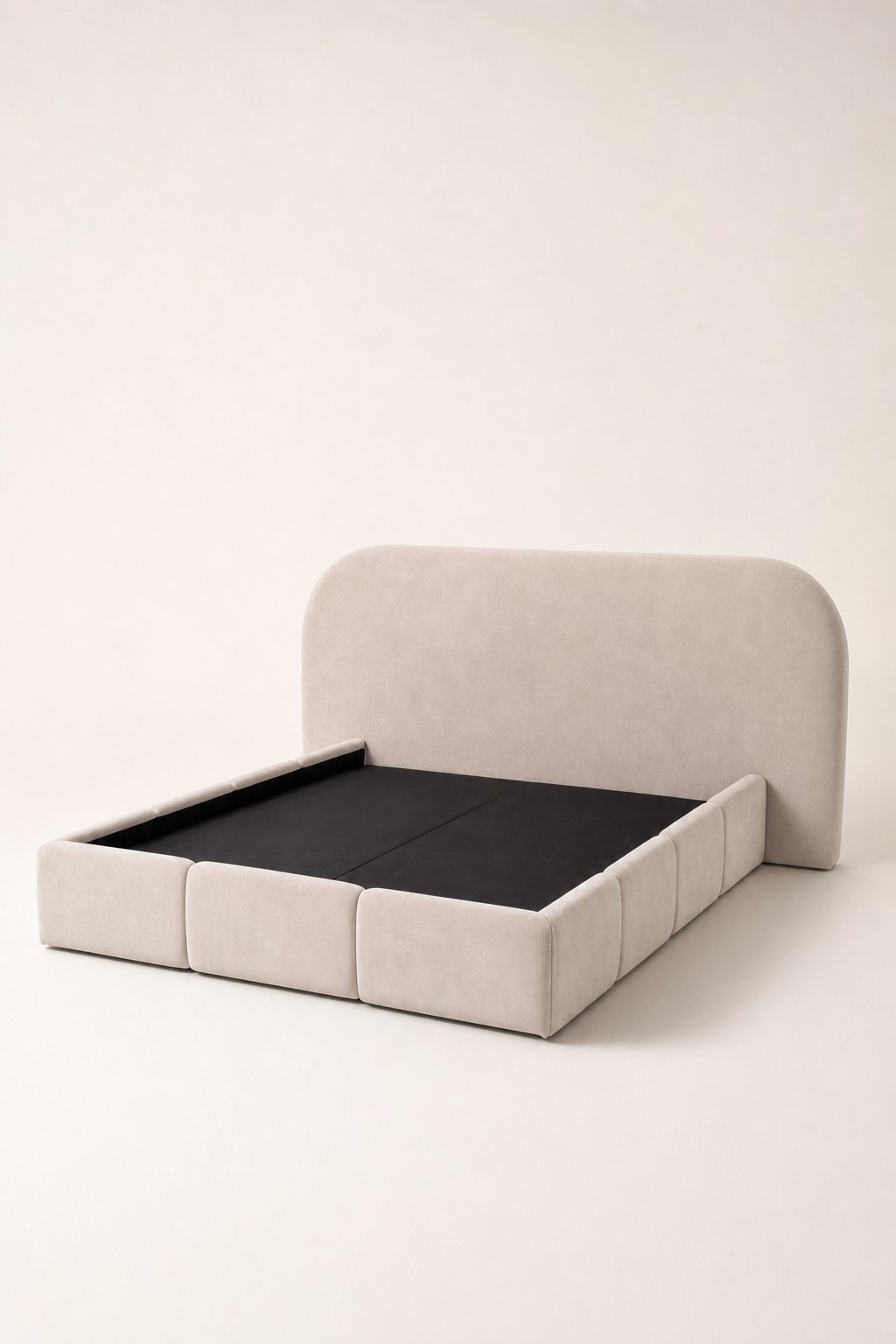 Kosta Beige Velvet Upholstered Platform Bed - Image 3