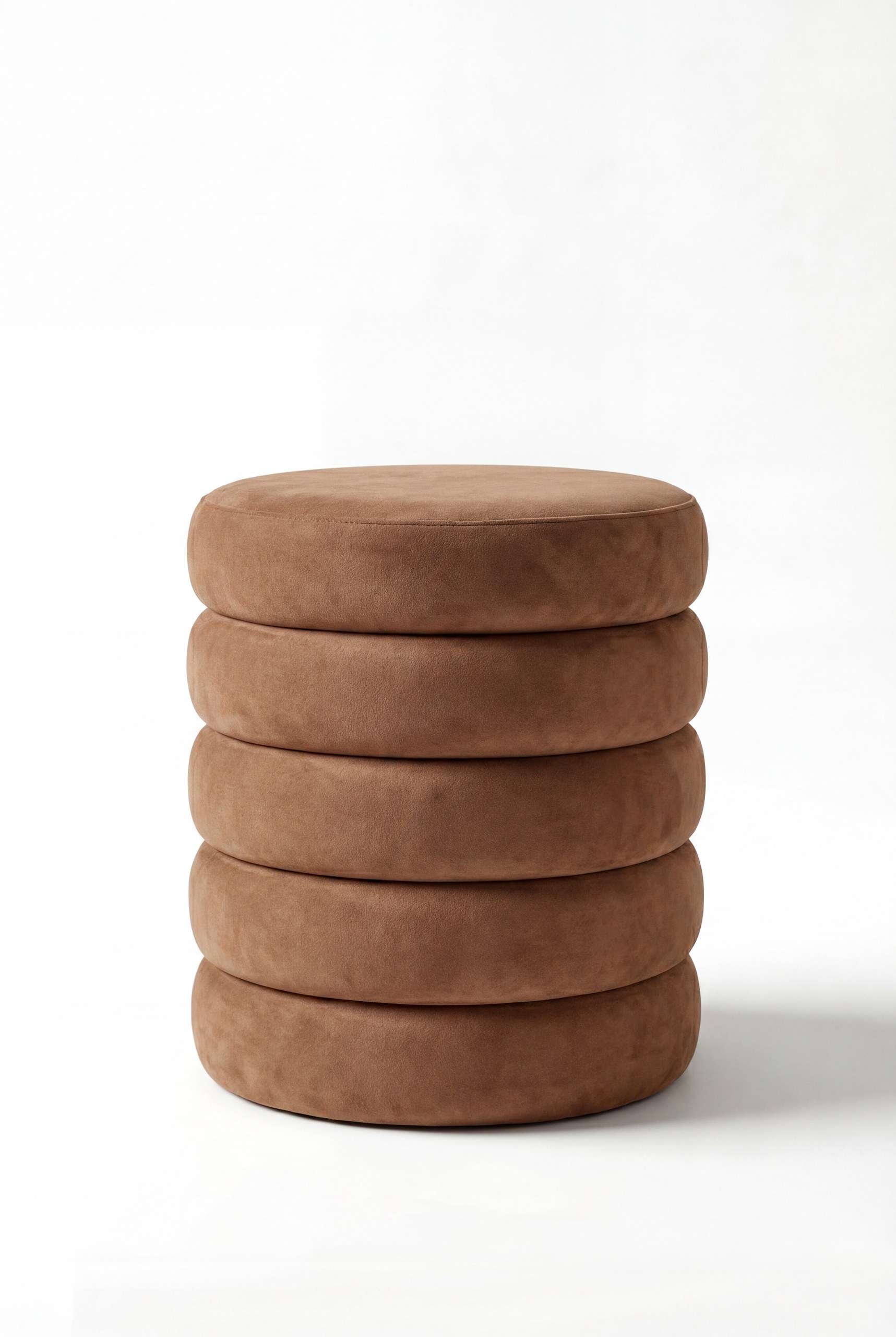 Sevil Camel Brown Velvet Layers Storage Pouf