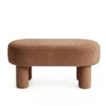 Modiva Camel Brown Velvet Bench Pouf
