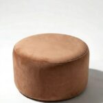 Mira Camel Brown Velvet Round Pouf (60CMx33CM)