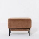Lunis Camel Brown Velvet Compact Ottoman