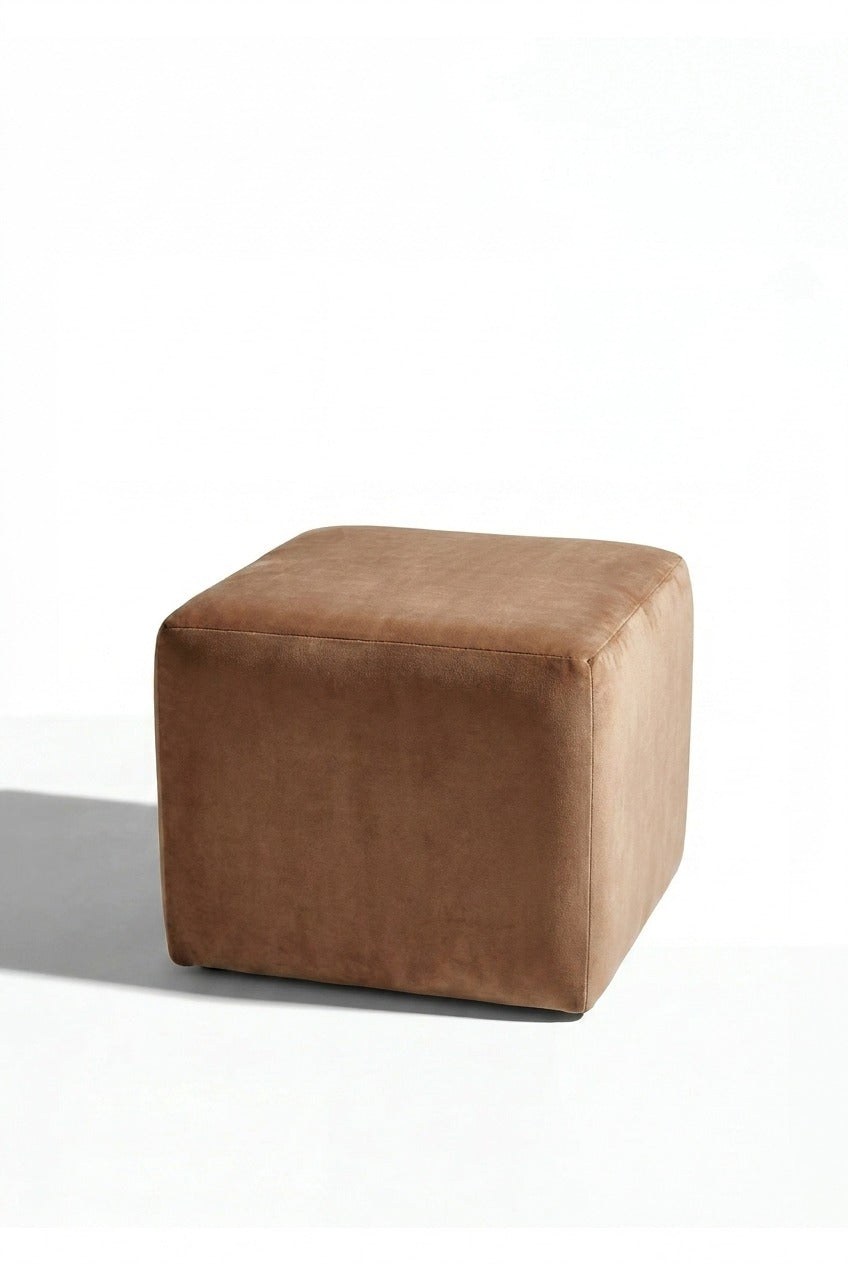 Noah Camel Brown Velvet Pouf