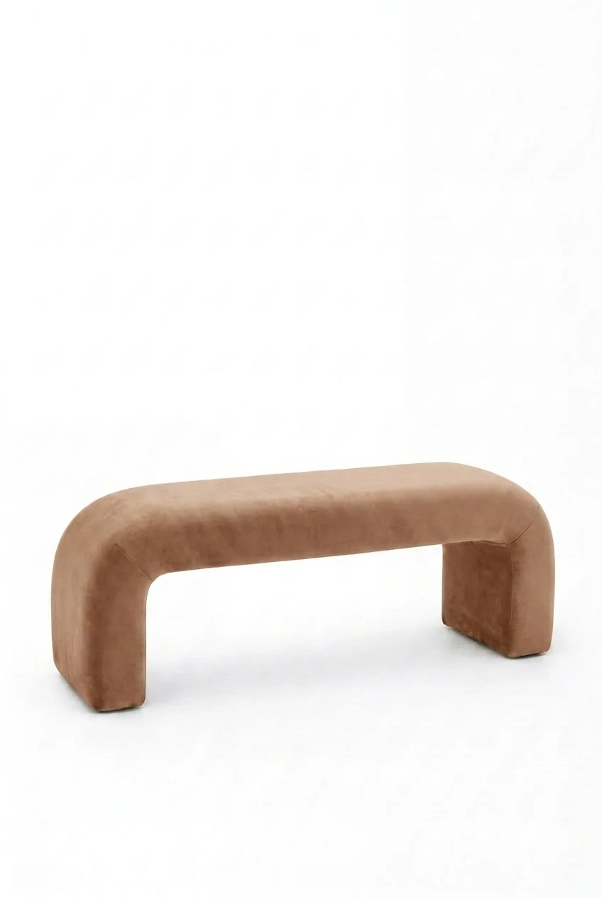 Bram Camel Brown Velvet Arch Bench