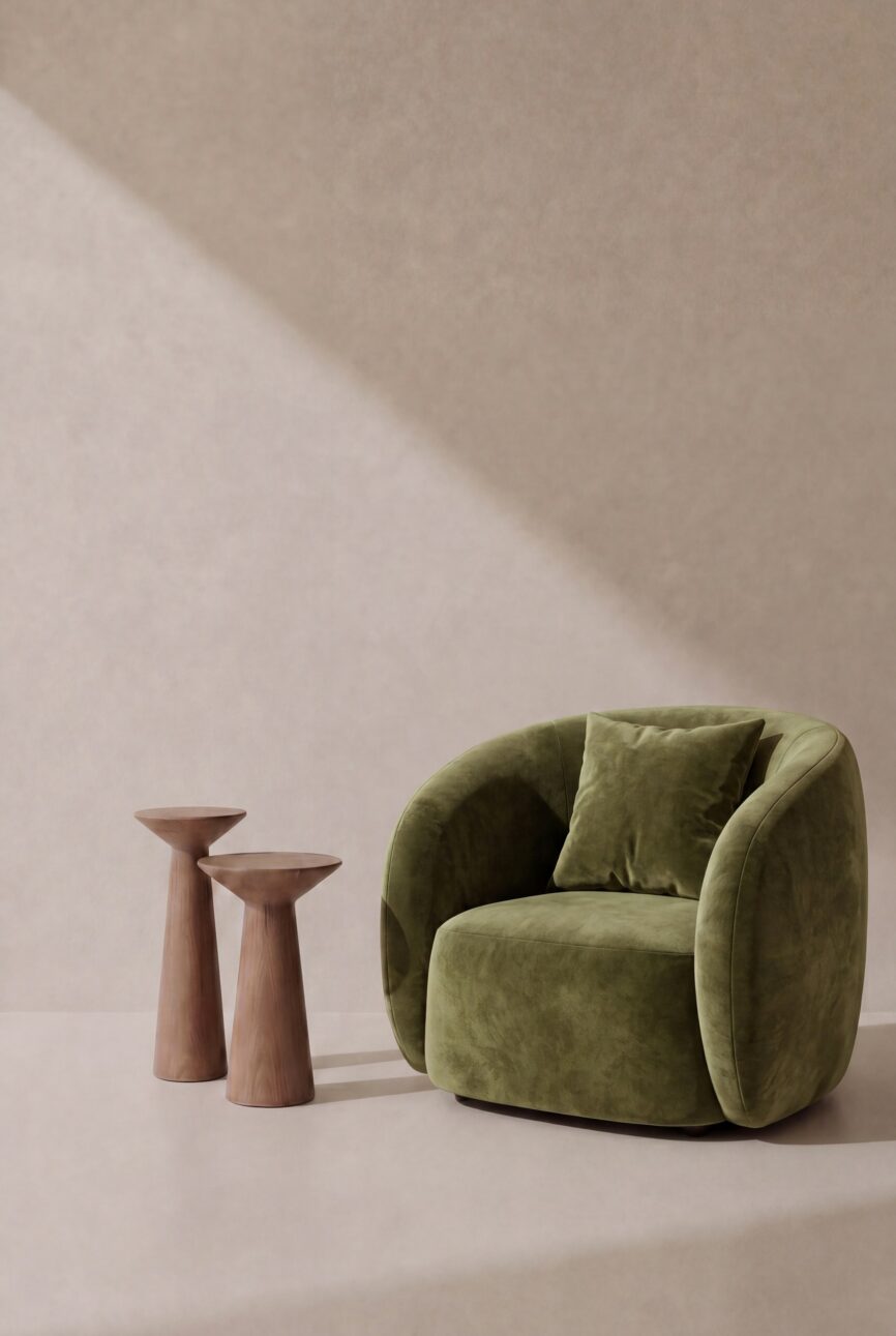 Amanti Dusty Olive Velvet Lounge Sofa Chair