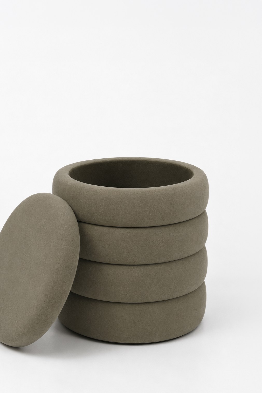 Sevil Greyish Green Layers Storage Pouf - Image 2