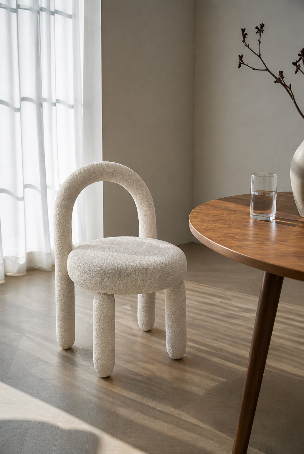 Ivana Off White Boucle Dining Chair