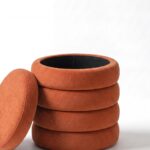 Sevil Warm Terracotta Layers Storage Pouf