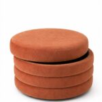 Sevil Warm Terracotta Layered Pouf Ottoman