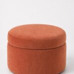 Elira Warm Terracotta Boucle Round Storage Pouf (60CMx33CM)