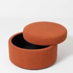 Elira Warm Terracotta Boucle Round Storage Pouf (60CMx33CM)