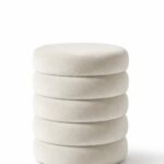 Sevil Off White Velvet Layers Storage Pouf
