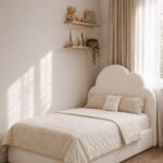 Nube Kids Off White Velvet Upholstered Bed