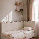 Bera Kids Off White Velvet Upholstered Bed