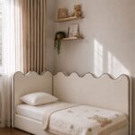 Bera Kids Off White Velvet Upholstered Bed