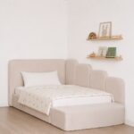 Tavri Kids Beige Velvet Upholstered Bed