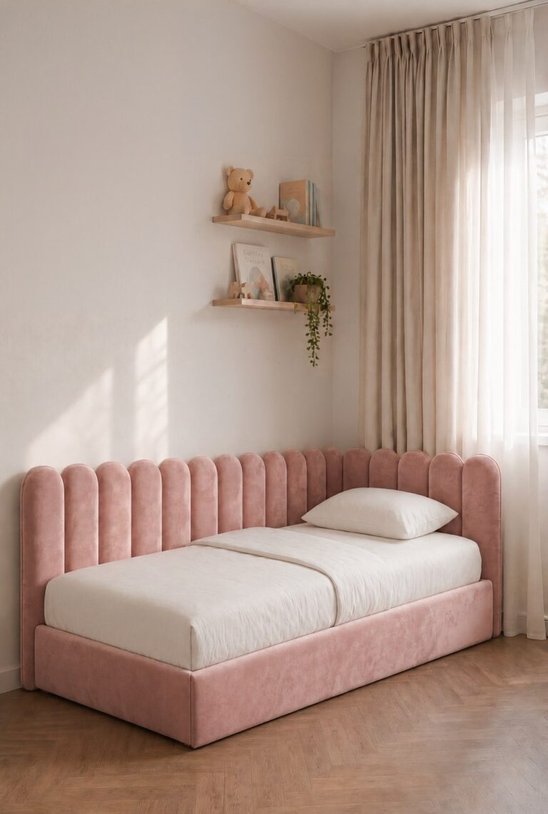 Melor Kids Pink Upholstered Bed