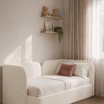 Ornis Kids Off White Velvet Upholstered Bed