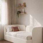 Ornis Kids Off White Velvet Upholstered Bed