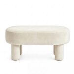 Modiva Off White Velvet Bench Pouf