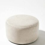 Mira Off White Velvet Round Pouf (60CMx33CM)