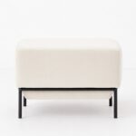 Lunis Off White Velvet Compact Ottoman