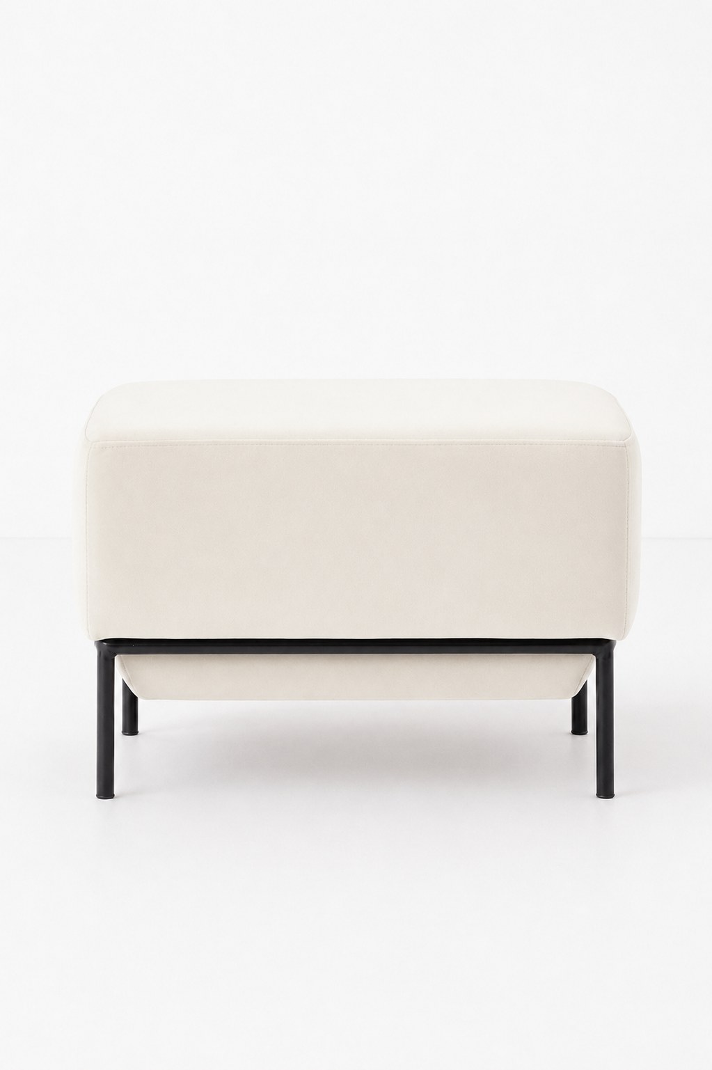 Lunis Off White Velvet Compact Ottoman
