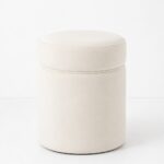 Elira Off White Velvet Storage Pouf