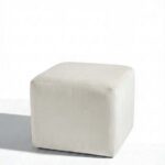 Noah Off White Velvet Pouf