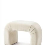 Bram Off White Velvet Arch Pouf Ottoman