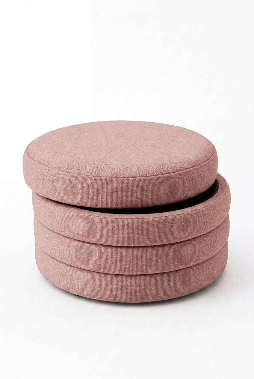 Sevil Mink Blush Layered Pouf Ottoman