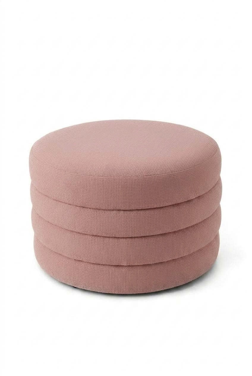 Sevil Mink Blush Layered Pouf Ottoman - Image 2